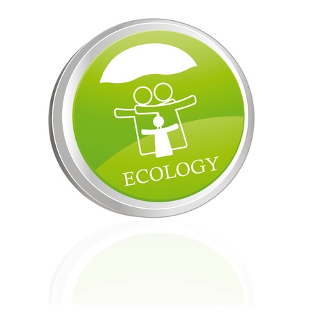 Green button with family symbolのイラスト素材