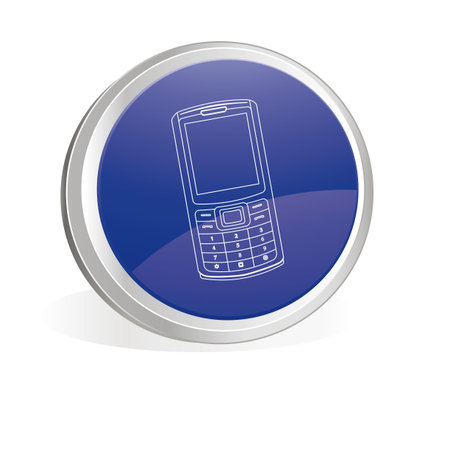 Blue button with mobile symbolのイラスト素材