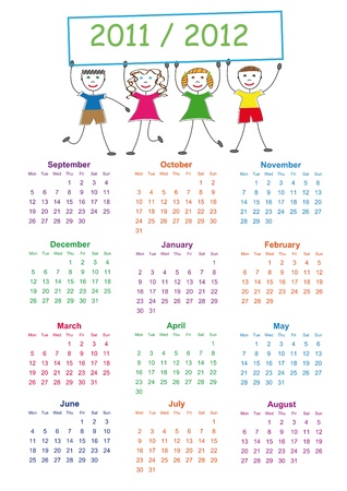 Colorful school calendar on new year school from 2011 to 2012 yearのイラスト素材
