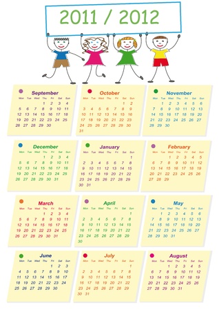 Colorful school calendar on new year school from 2011 to 2012 yearの写真素材