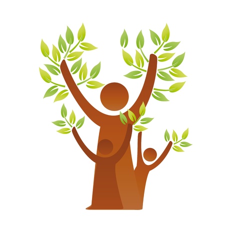 A pictographic image of a green familyのイラスト素材