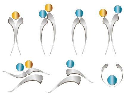 Abstract people icon -  metallic signのイラスト素材
