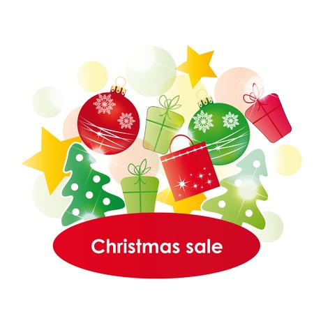 Red - green - yellow background on christmas saleのイラスト素材