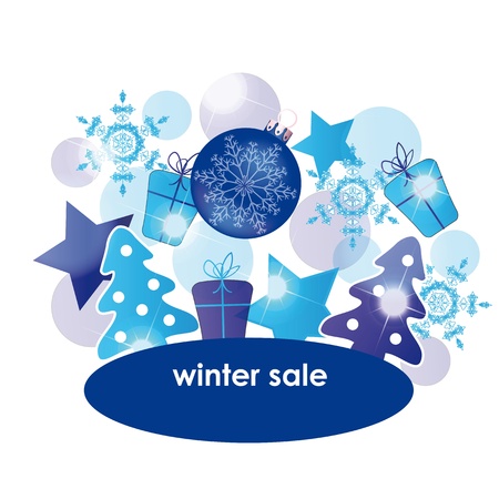 Blue - white abstract background on winter saleのイラスト素材