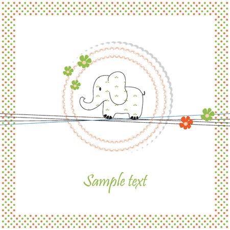 Cute baby card on birthday or showerのイラスト素材