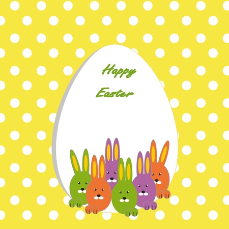 Easter colorful card with rabbitsのイラスト素材