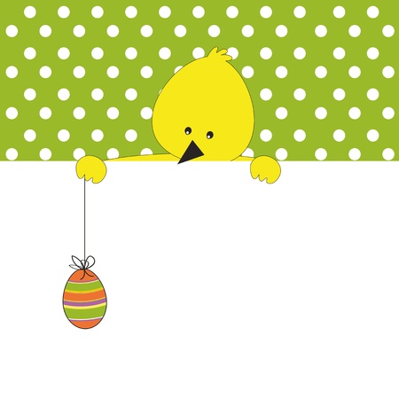 Easter colorful card with chickenのイラスト素材