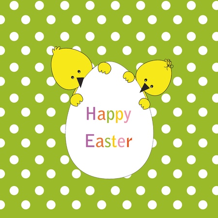 Easter colorful card with chickensのイラスト素材