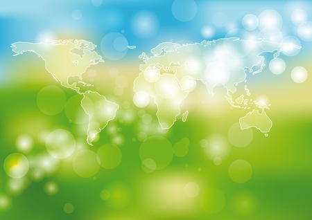 Green and blue light abstract background with worldのイラスト素材