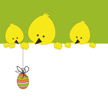 Easter colorful card with chicken and eggのイラスト素材