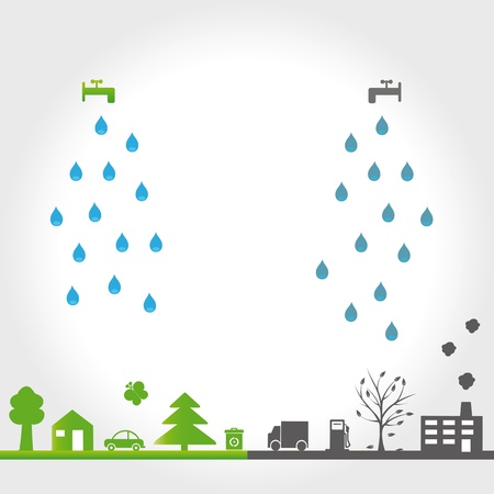 Protect the Earth: environment symbols on clean or dirty earthのイラスト素材