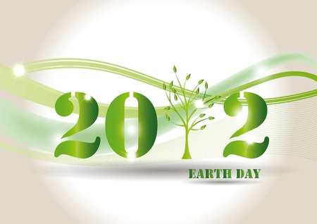 Green background on earth day with treeのイラスト素材