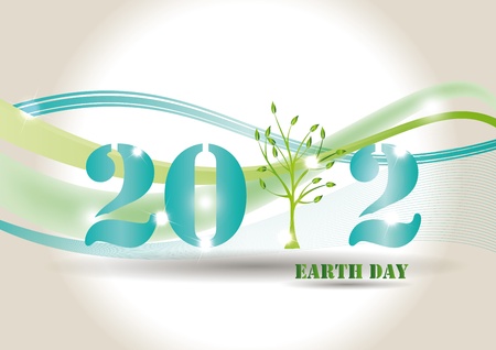 Green and blue bckground on earth day with treeのイラスト素材