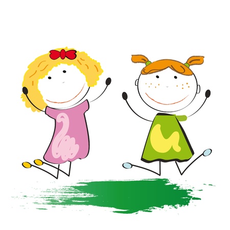 Small and smile kids play in outsideのイラスト素材