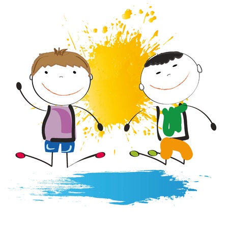 Small and smile kids play in outsideのイラスト素材