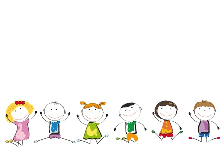 Small and smile kids playing and dancingのイラスト素材