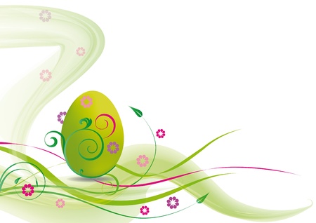 Cute easter card in green color with eggの写真素材