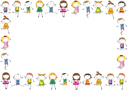 Small and smile kids playing and dancingのイラスト素材