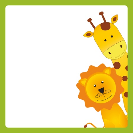 Cute kids card with young african animalsのイラスト素材