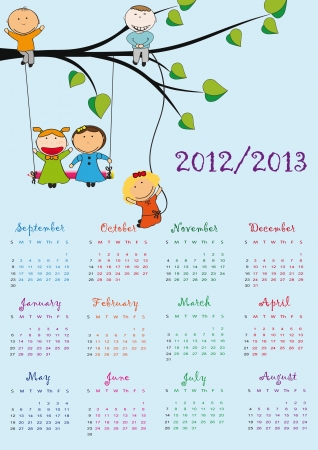 Colorful school calendar on new year school from 2012 to 2013 yearのイラスト素材