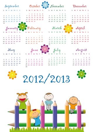 Colorful school calendar on new year school from 2012 to 2013 yearのイラスト素材