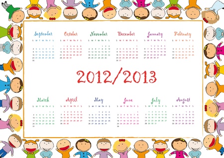 Colorful school calendar on new year school from 2012 to 2013 yearのイラスト素材