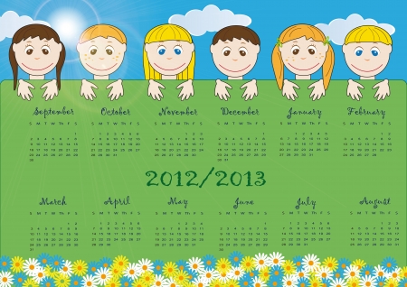 Colorful school calendar on new year school from 2012 to 2013 yearのイラスト素材