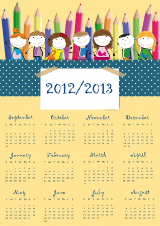 Colorful school calendar on new year school from 2012 to 2013 yearのイラスト素材