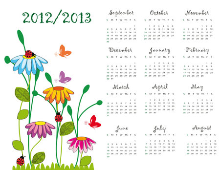Colorful school calendar on new year school from 2012 to 2013 yearのイラスト素材