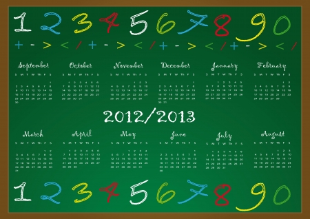 Colorful school calendar on new year school from 2012 to 2013 yearのイラスト素材