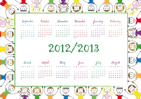 Colorful school calendar on new year school from 2012 to 2013 yearのイラスト素材