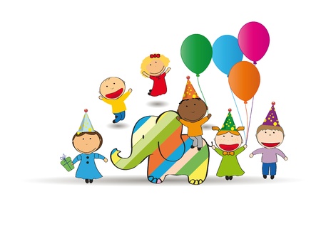 Cute and colorful card on happy birthdayのイラスト素材