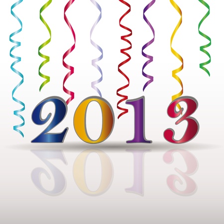 Cute and elegant card on New Year 2013 with ribbonsのイラスト素材