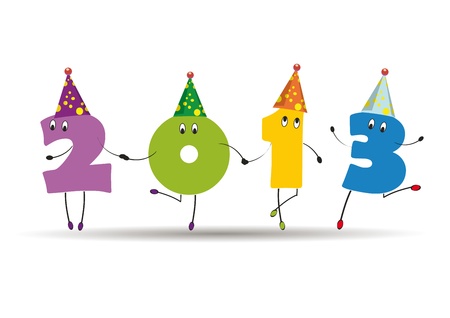 Cute card on New Year 2013 with funny numbersのイラスト素材