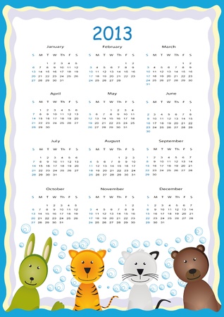 Cute calendar on New Year 2013 for kidsのイラスト素材
