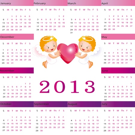 Cute calendar on New Year 2013 for kidsのイラスト素材