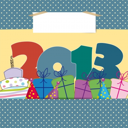 Cute card on New Year 2013 with funny numbersのイラスト素材