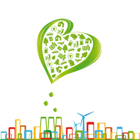 Creative concept ecological fabric and green cityのイラスト素材