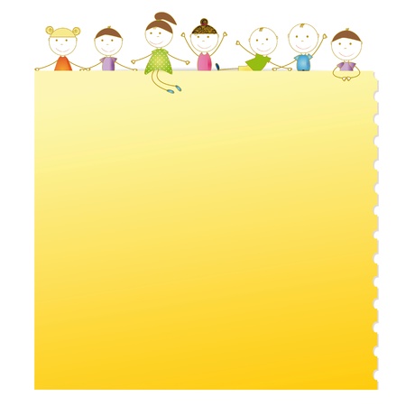 Happy kids with sheet of paper with notebookのイラスト素材