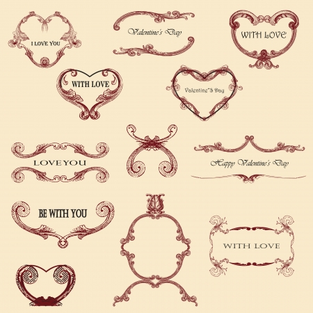 Cute and many elements you can use on Valentine's dayのイラスト素材