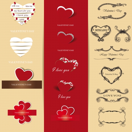 Cute and many elements you can use on Valentine's dayのイラスト素材