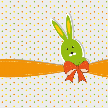 Colorful easter card with doodles and bunnyのイラスト素材