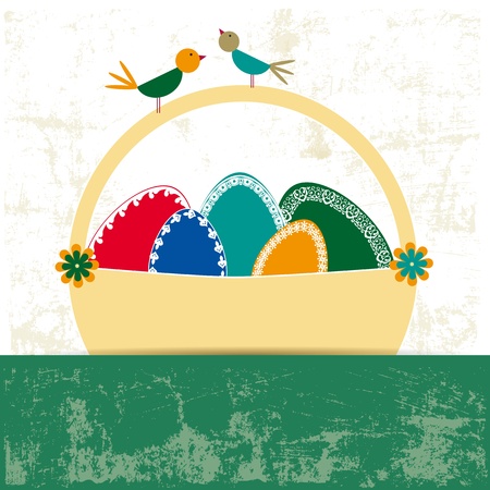 Abstract easter card with eggs and birdsのイラスト素材