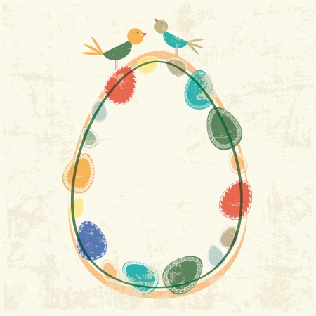 Abstract easter card with eggs and birdsのイラスト素材
