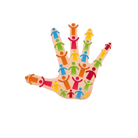 Pictogram showing figures happy family on hand のイラスト素材