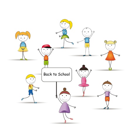 Happy and cute kids back to schoolのイラスト素材