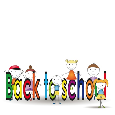 Happy and cute kids back to schoolのイラスト素材