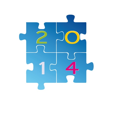 Cute and colorful card New Year 2014のイラスト素材