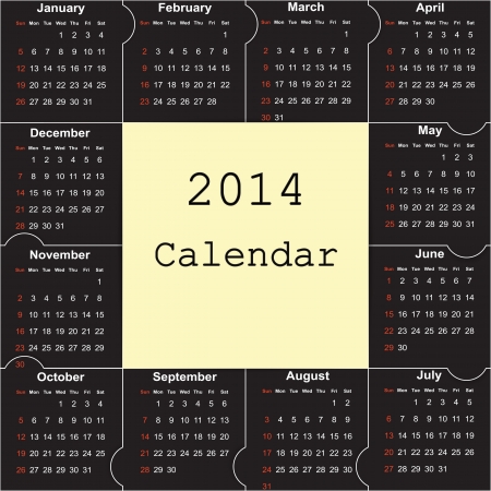 Cute and simple calendar on 2014 yearのイラスト素材