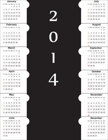 Cute and simple calendar on 2014 yearのイラスト素材